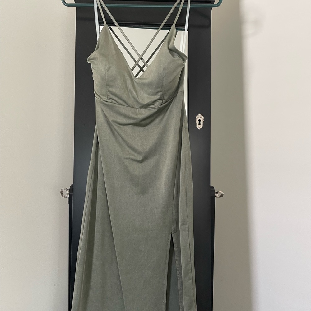 Strappy Sage Green Dress w/side slit